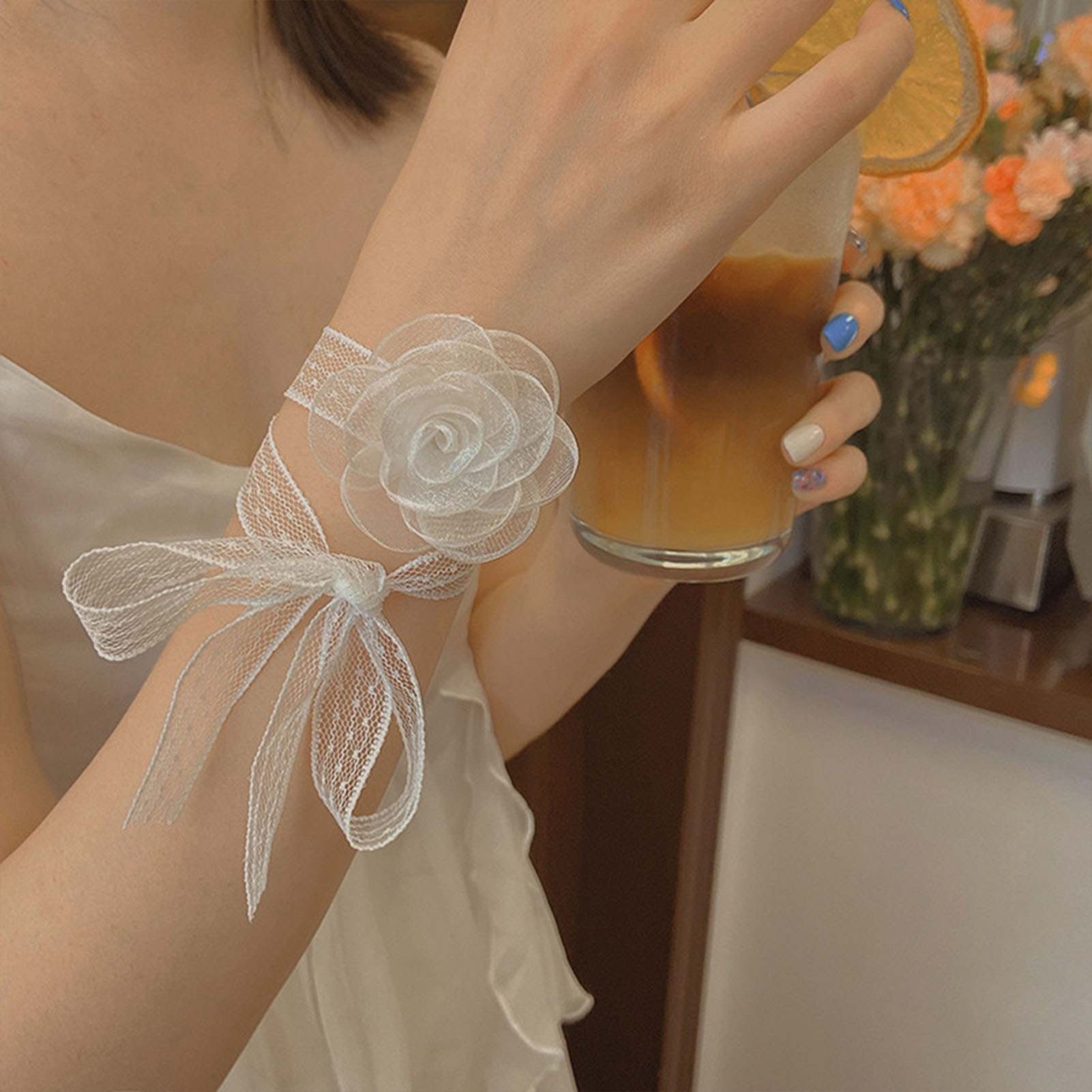 Lace Ribbon Trim - Ikat Kepala Pita Renda dengan Dekorasi