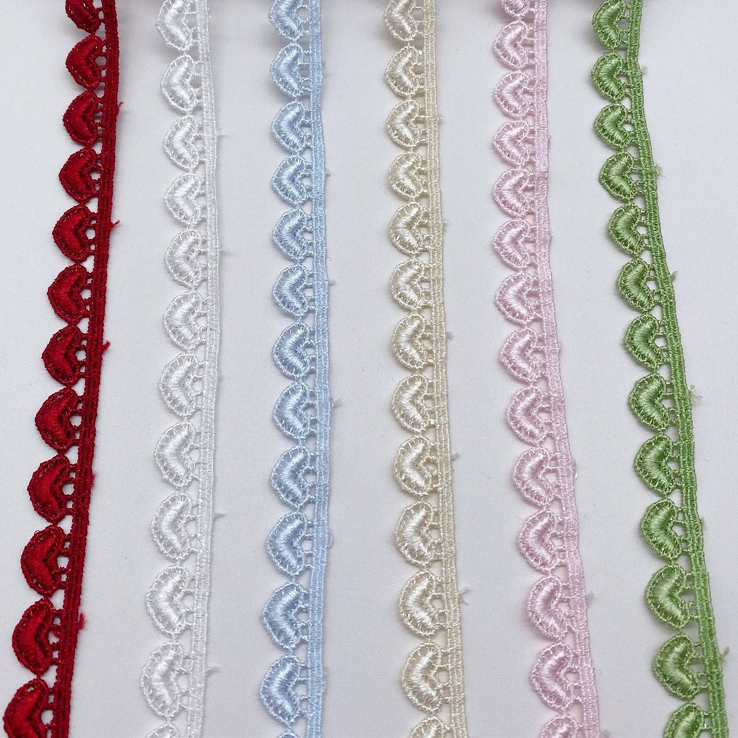 Lace Ribbon Trim - 4Yard Sulaman Multiwarna Cinta Sepihak Pita