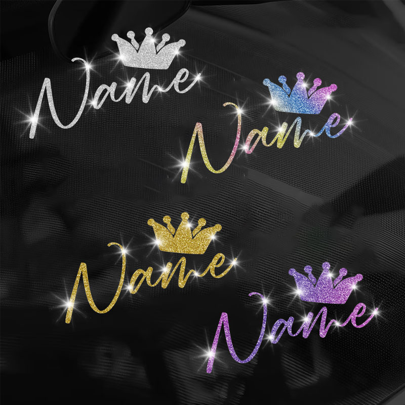 Glitter Vinyl Roll - 1 Buah Stiker Mahkota dan Nama