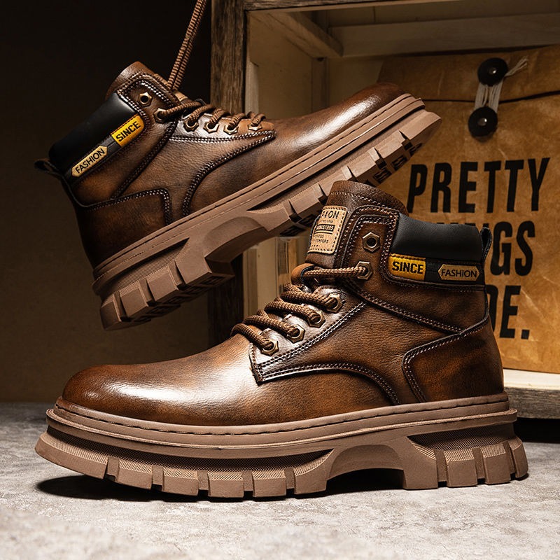 Guipure Lace Panel - Sepatu Bot Pergelangan Kaki Platform Pria