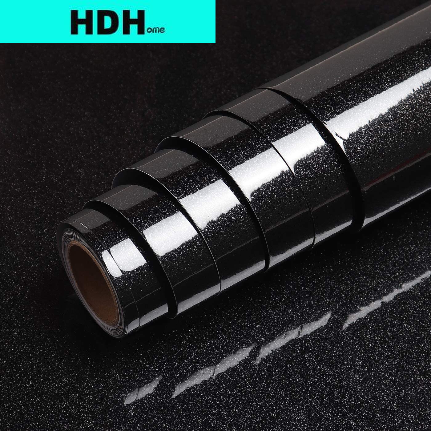 Glitter Vinyl Roll - Kertas Kontak Hitam Berkilau untuk Meja