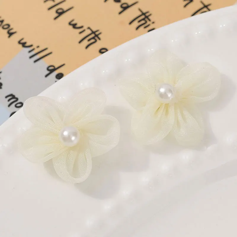 Applique Patch Flower - 100 Buah Applique Bunga Benang Mutiara