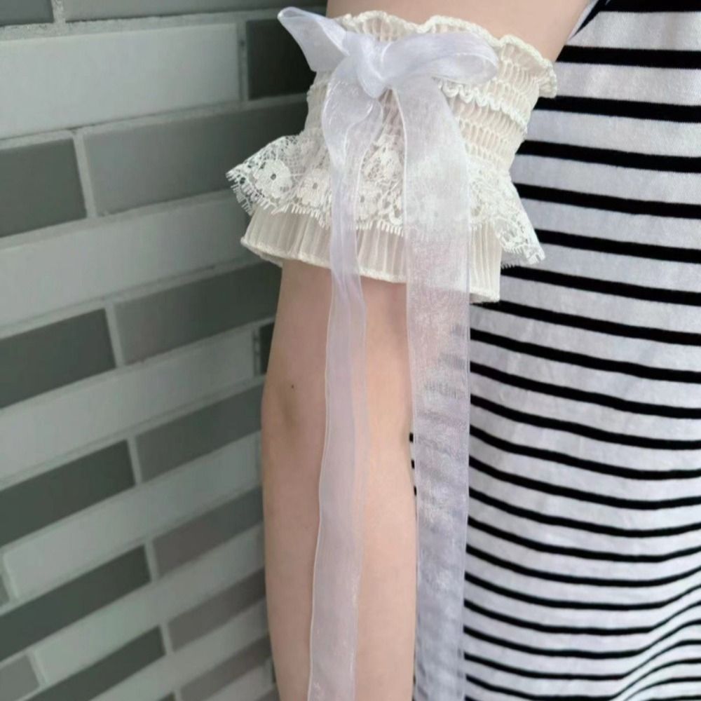 Lengan Palsu Berenda Gaya Loli - Lace Ribbon Trim ulasan dan harga