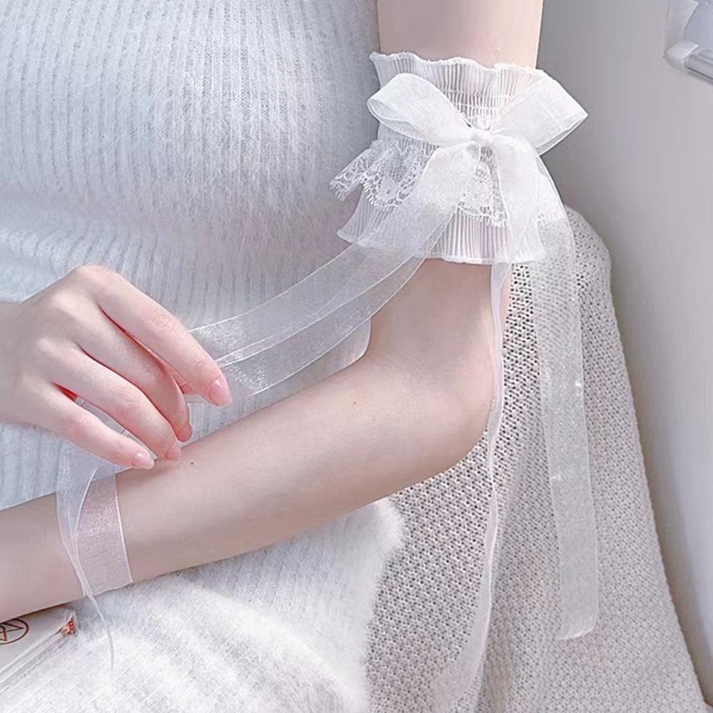 Lengan Palsu Berenda Gaya Loli - Lace Ribbon Trim ulasan dan harga