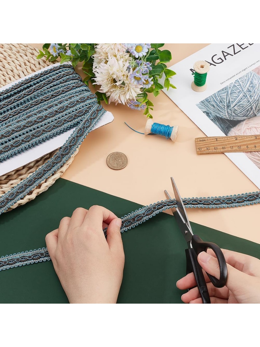 Pita Trim kepang biru 32 yard  - Fringe Ribbon Sewing ulasan dan harga