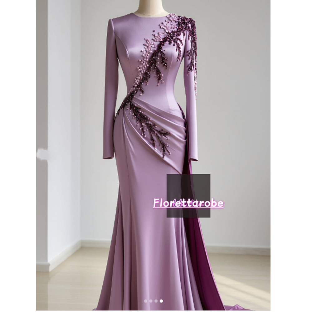 Gaun Midi Panjang Kerah Tinggi - Applique Patch Flower ulasan dan harga