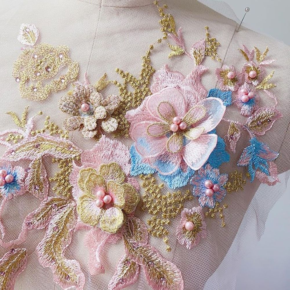 Kain Renda Manik-manik Bunga 3 - Applique Patch Flower ulasan dan harga