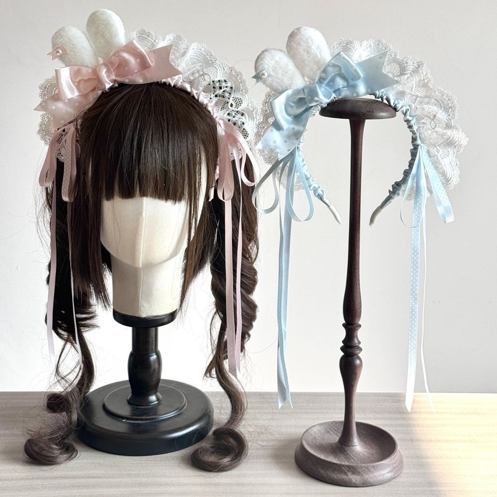 Bando Telinga Kelinci Polka Do - Lace Ribbon Trim ulasan dan harga