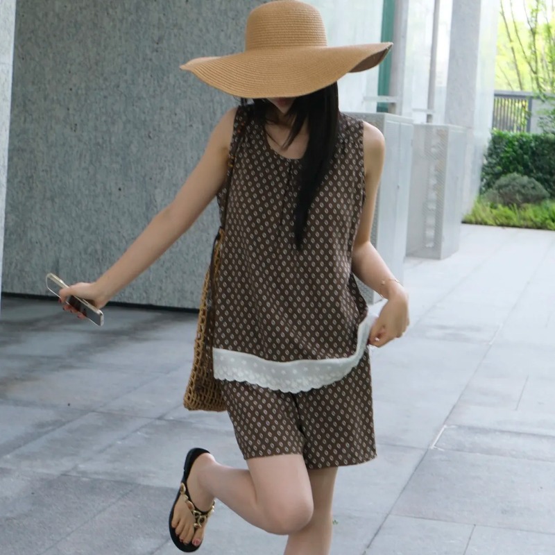 Set Pakaian Santai Wanita Tanp - Elastic Lace Trim ulasan dan harga