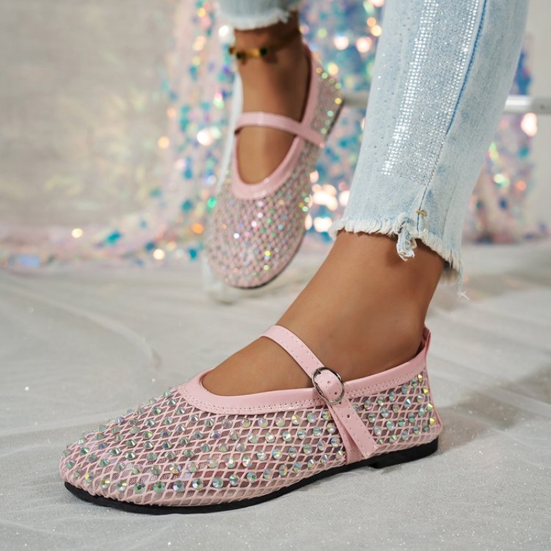 Sepatu Flat Wanita Model Mary  - Crystal Mesh Fabric ulasan dan harga