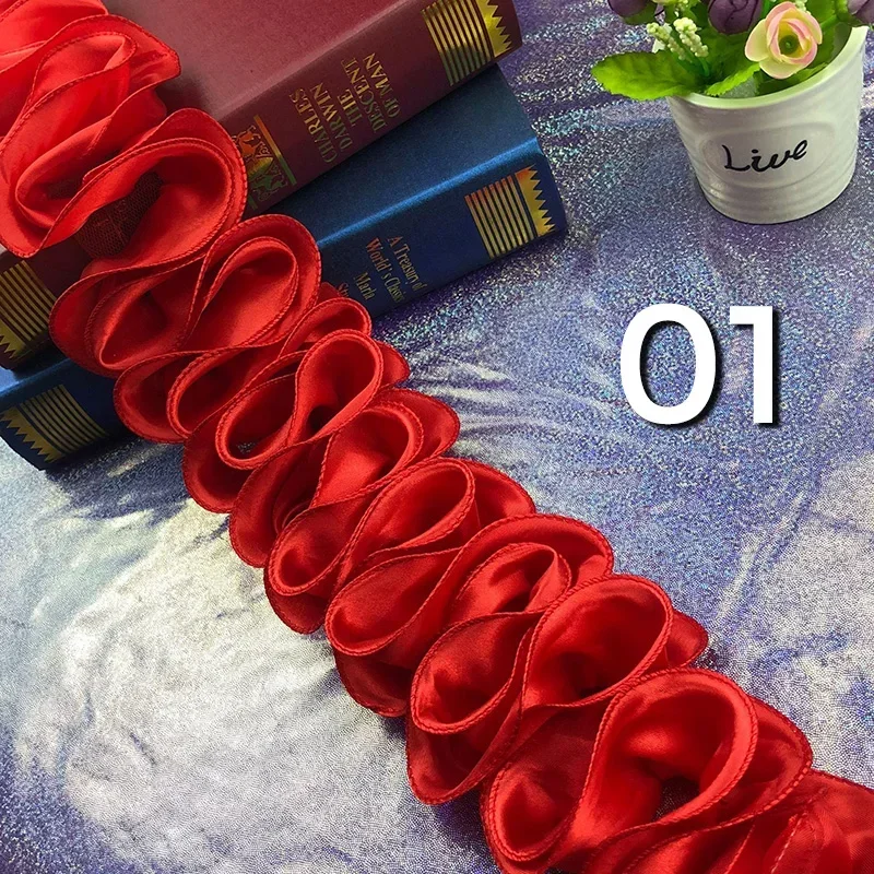 5yard lipit Ruffled Trim Satin - Fringe Ribbon Sewing ulasan dan harga